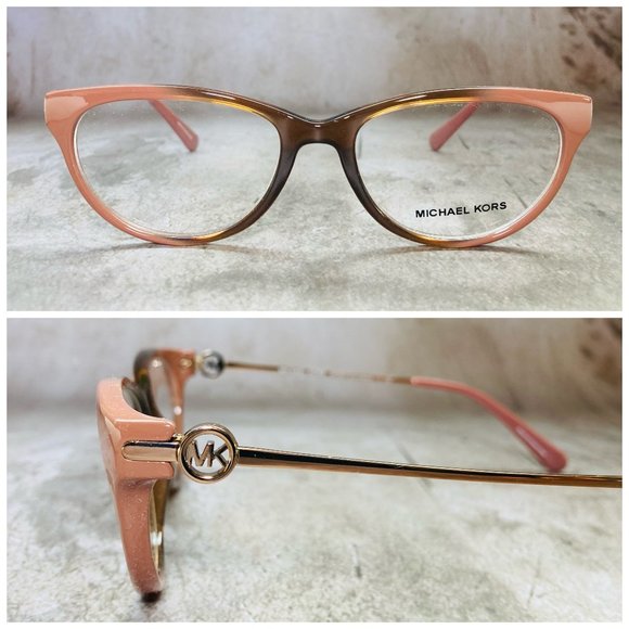 Michael Kors Cat Eye Brown Coral Gold Eyeglasses Glasses Frames NWOT